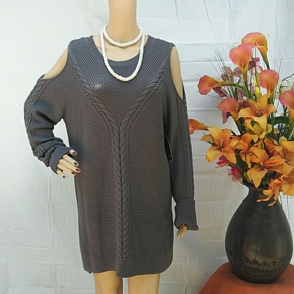 a.n.a Dresses & Skirts - 🆕A.N.A Cold shoulder crochet sweater dress NW-2
